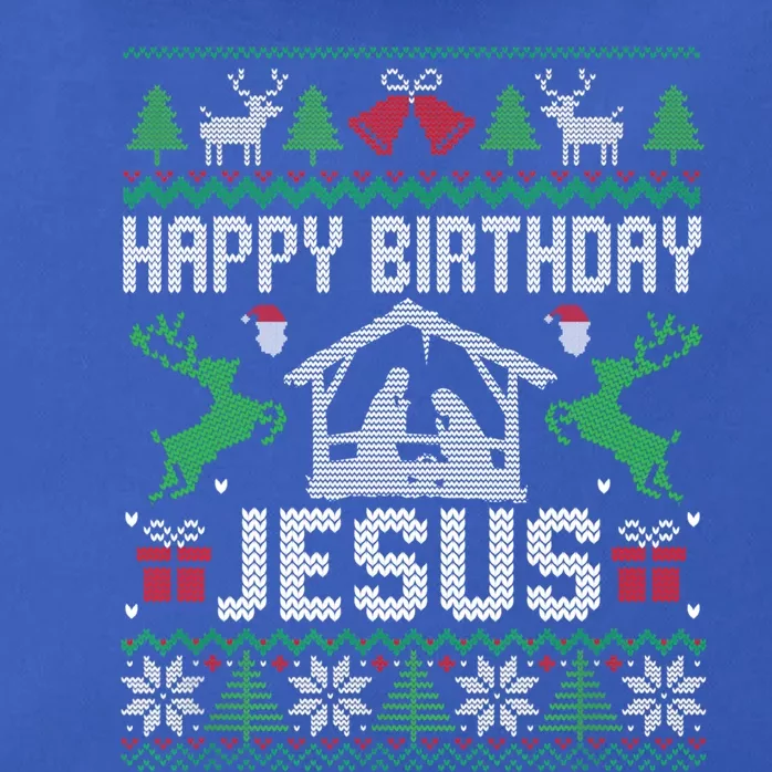 Christmas Outfit Happy Birthday Jesus Holiday Ugly Sweater Gift Zip Tote Bag