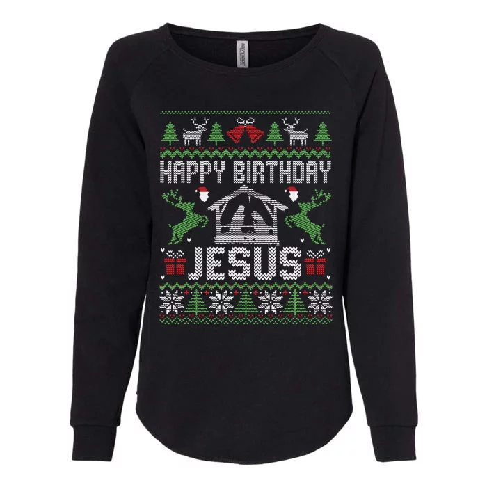 Christmas Outfit Happy Birthday Jesus Holiday Ugly Sweater Womens California Wash Sweatshirt