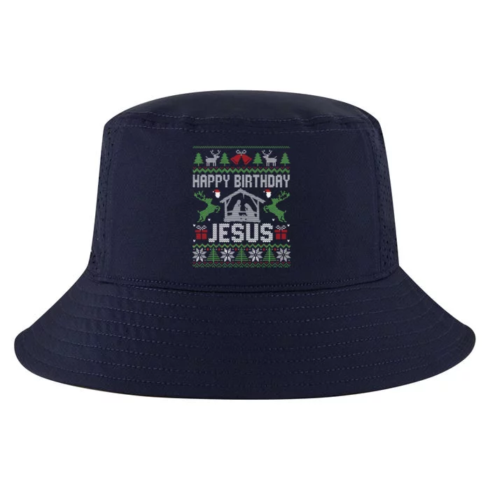 Christmas Outfit Happy Birthday Jesus Holiday Ugly Sweater Cool Comfort Performance Bucket Hat