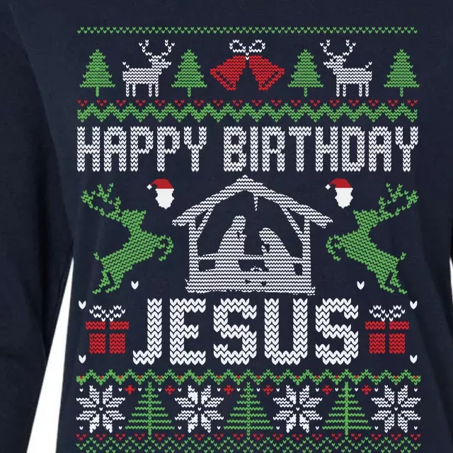 Christmas Outfit Happy Birthday Jesus Holiday Ugly Sweater Womens Cotton Relaxed Long Sleeve T-Shirt