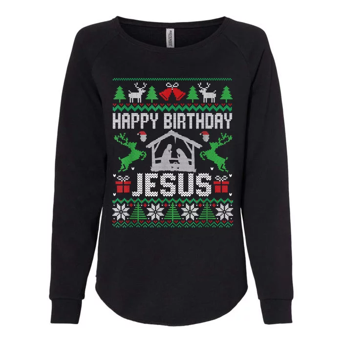 Christmas Outfit Happy Birthday Jesus Holiday Ugly Sweater Womens California Wash Sweatshirt