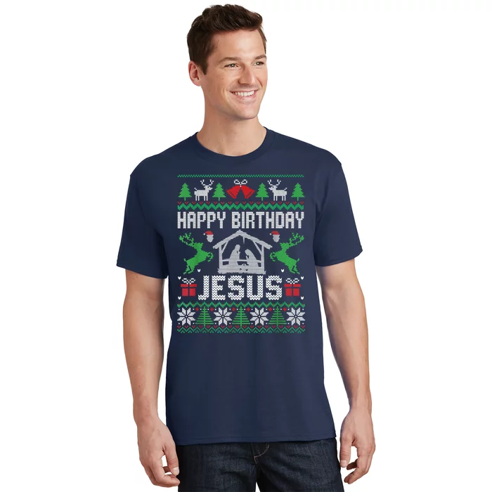 Christmas Outfit Happy Birthday Jesus Holiday Ugly Sweater T-Shirt