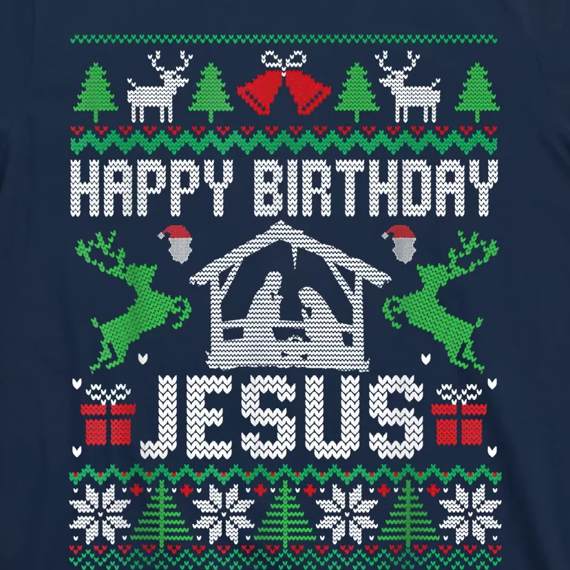 Christmas Outfit Happy Birthday Jesus Holiday Ugly Sweater T-Shirt