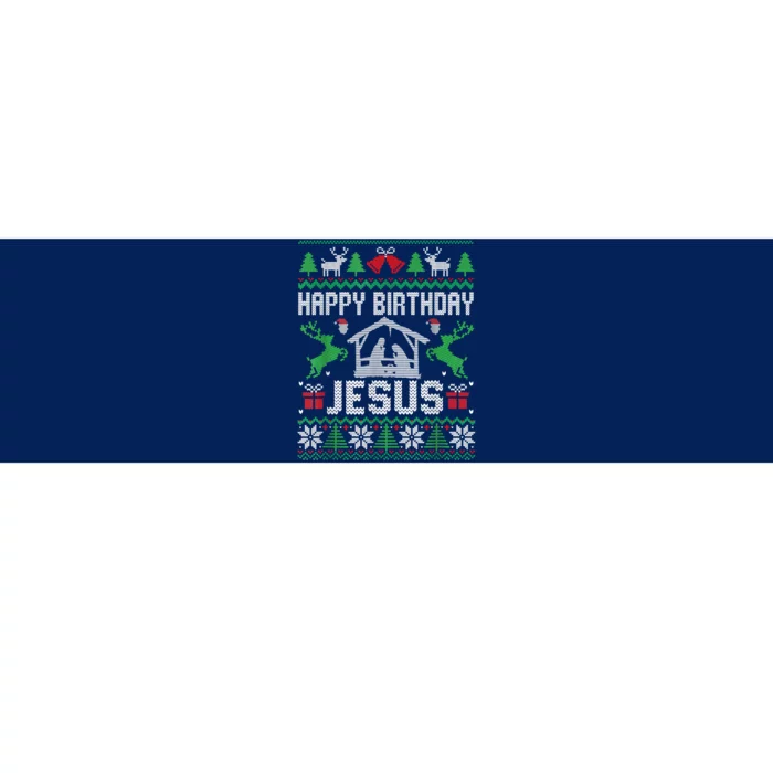 Christmas Outfit Happy Birthday Jesus Holiday Ugly Sweater Bumper Sticker