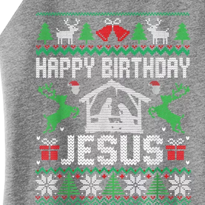 Christmas Outfit Happy Birthday Jesus Holiday Ugly Sweater Women’s Perfect Tri Rocker Tank