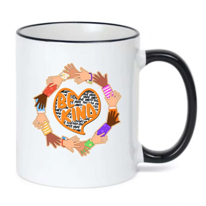 Circle Of Hands Be Kind Black Color Changing Mug