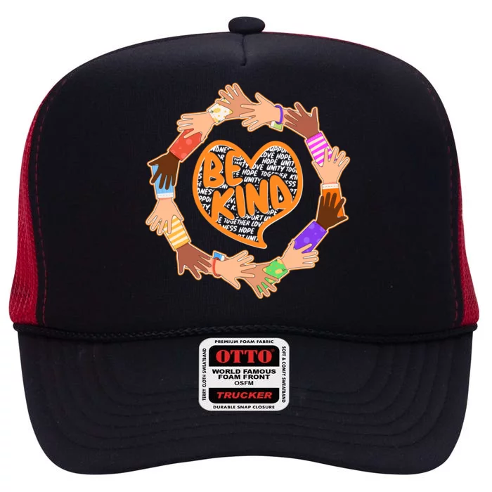 Circle Of Hands Be Kind High Crown Mesh Trucker Hat