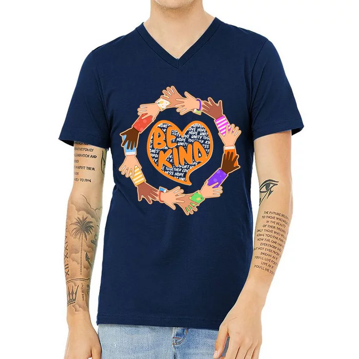 Circle Of Hands Be Kind V-Neck T-Shirt