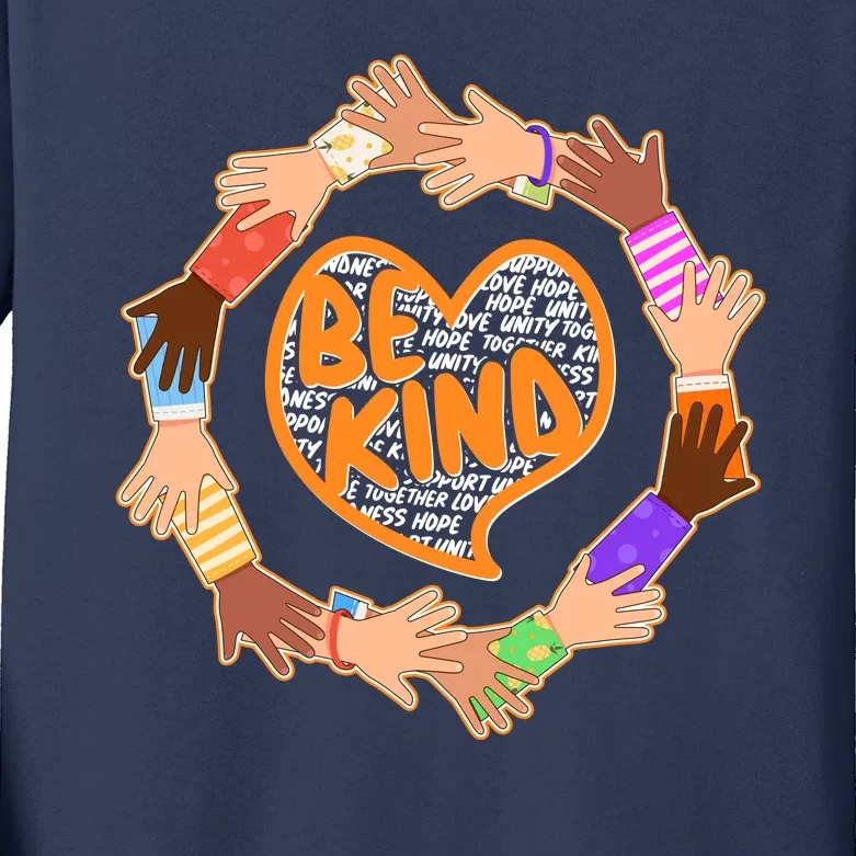 Circle Of Hands Be Kind Kids Long Sleeve Shirt