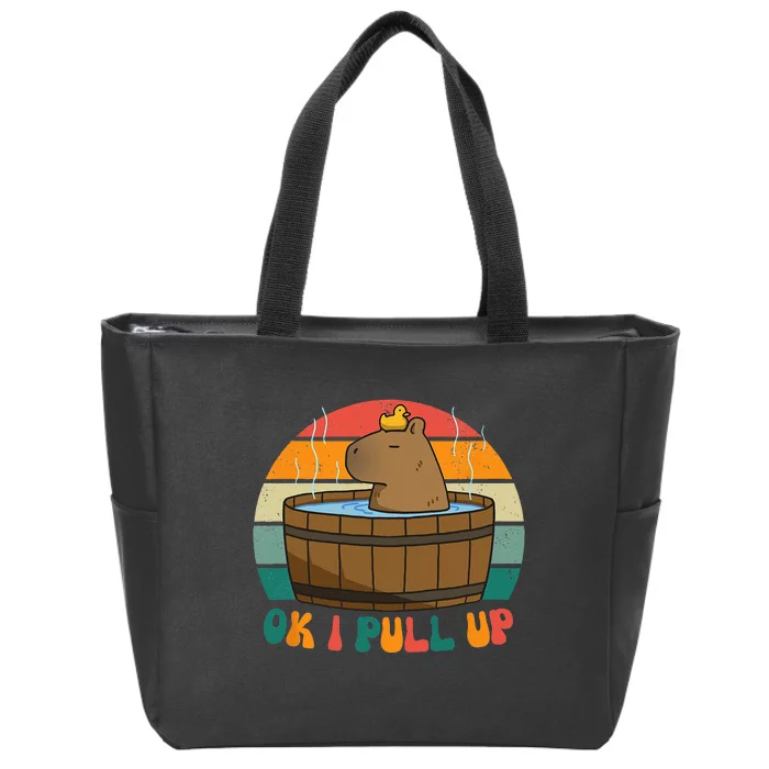 Capybara Ok I Pull Up Vintage Cute Funny Retro Rodent Zip Tote Bag