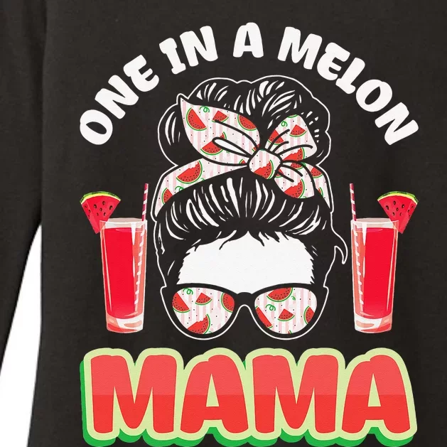 Cute One In A Melon Mama Messy Bun Watermelon Party Vibes Womens CVC Long Sleeve Shirt