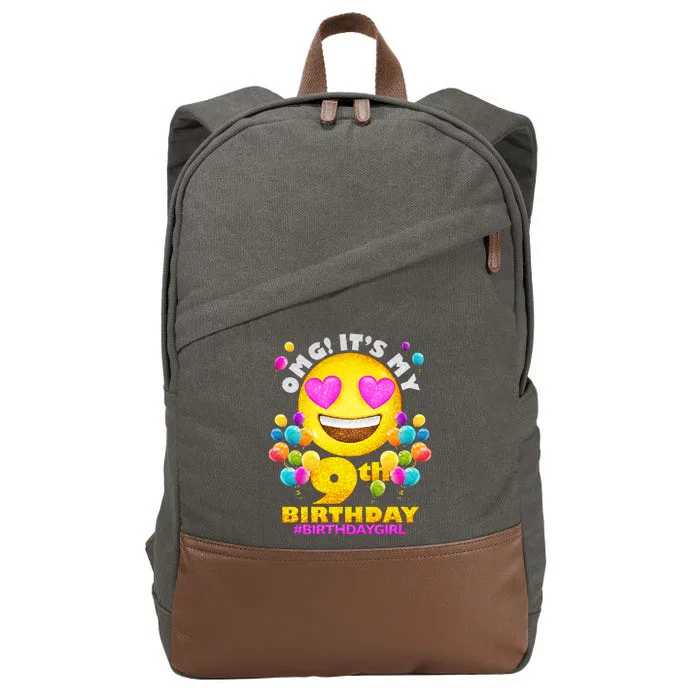 Cute OMG It's My 9th Birthday #BirthdayGirl Emoji Cotton Canvas Backpack