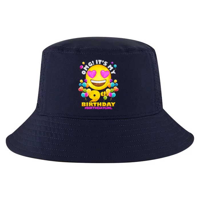 Cute OMG It's My 9th Birthday #BirthdayGirl Emoji Cool Comfort Performance Bucket Hat