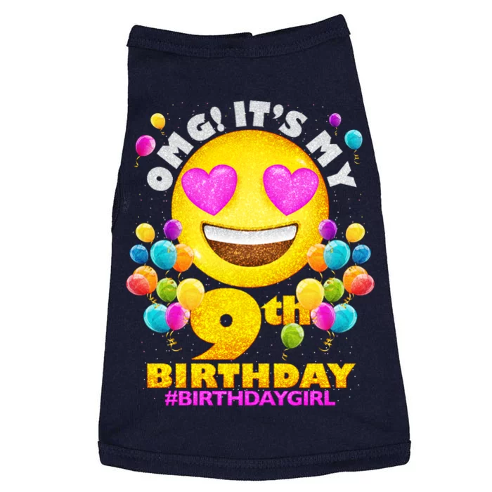 Cute OMG It's My 9th Birthday #BirthdayGirl Emoji Doggie Tank