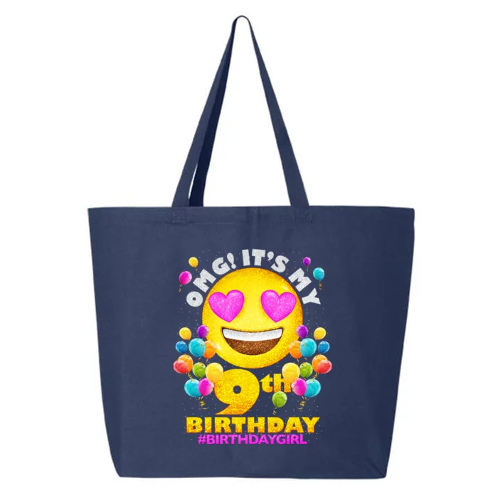 Cute OMG It's My 9th Birthday #BirthdayGirl Emoji 25L Jumbo Tote