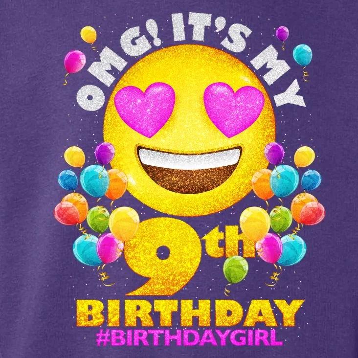 Cute OMG It's My 9th Birthday #BirthdayGirl Emoji Toddler Hoodie