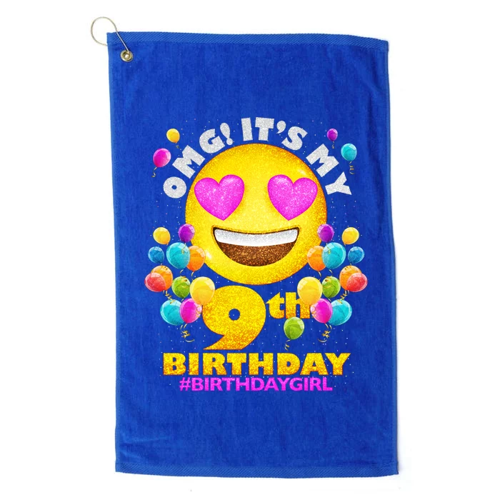 Cute OMG It's My 9th Birthday #BirthdayGirl Emoji Platinum Collection Golf Towel