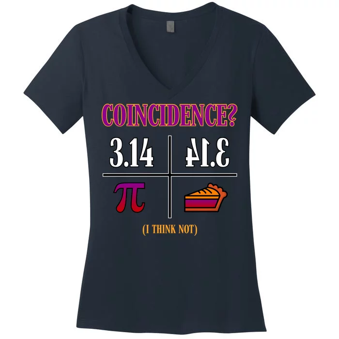 Coincidence I Think Not Pi Day Funny Pie Style Women's V-Neck T-Shirt