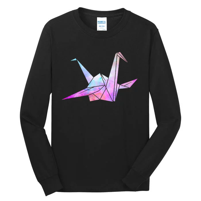 Colorful Origami Japanese Culture Art Paper Folding Cranes Tall Long Sleeve T-Shirt