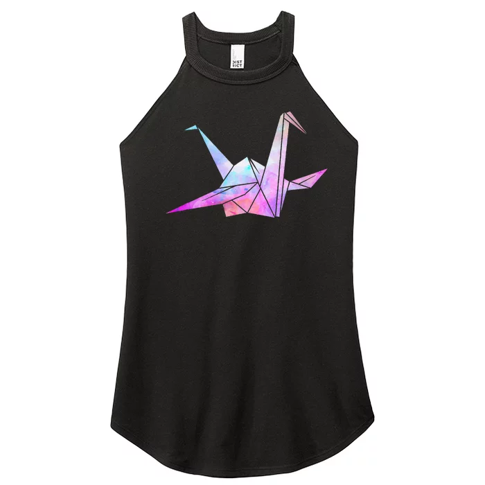 Colorful Origami Japanese Culture Art Paper Folding Cranes Women’s Perfect Tri Rocker Tank