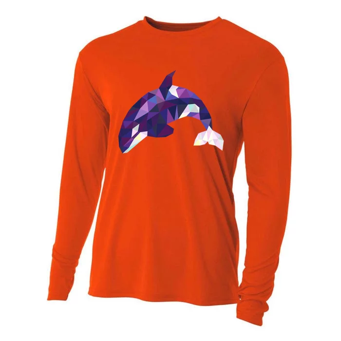 Cool Orca Killer Whale Geometric Art Wildlife Animal Lovers Meaningful Gift Cooling Performance Long Sleeve Crew