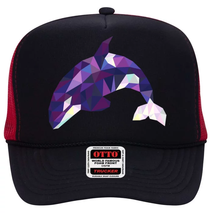 Cool Orca Killer Whale Geometric Art Wildlife Animal Lovers Meaningful Gift High Crown Mesh Trucker Hat