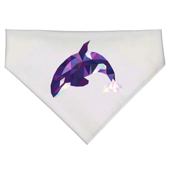 Cool Orca Killer Whale Geometric Art Wildlife Animal Lovers Meaningful Gift USA-Made Doggie Bandana