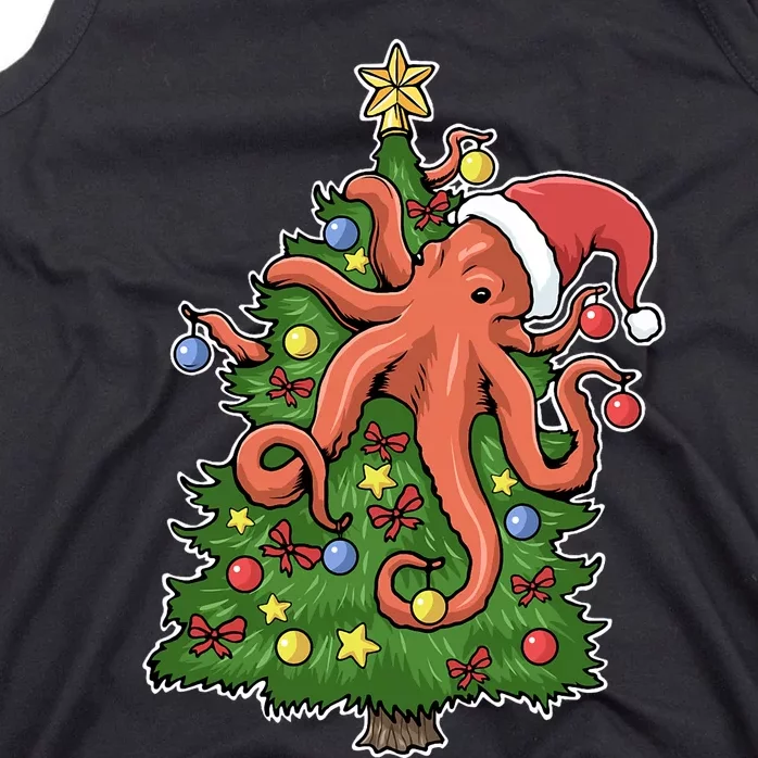 Christmas Octopus Kraken Squid Merry Christmas Tree Tank Top