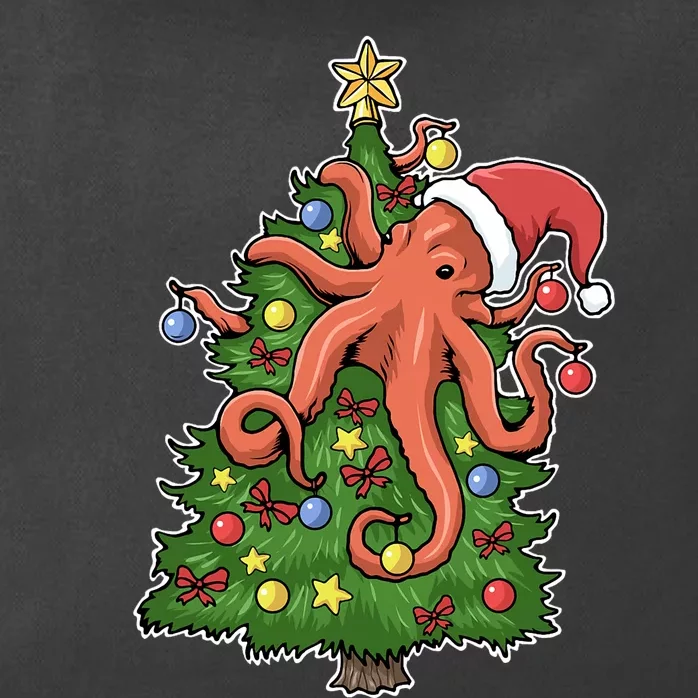 Christmas Octopus Kraken Squid Merry Christmas Tree Zip Tote Bag