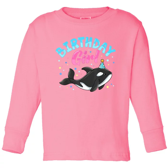 Cute Orcas Killer Whale Birthday Girl Party Toddler Long Sleeve Shirt