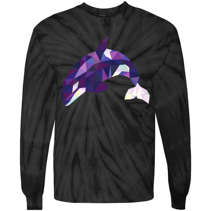 Cool Orca Killer Whale Geometric Art Wildlife Animal Lovers Tie-Dye Long Sleeve Shirt