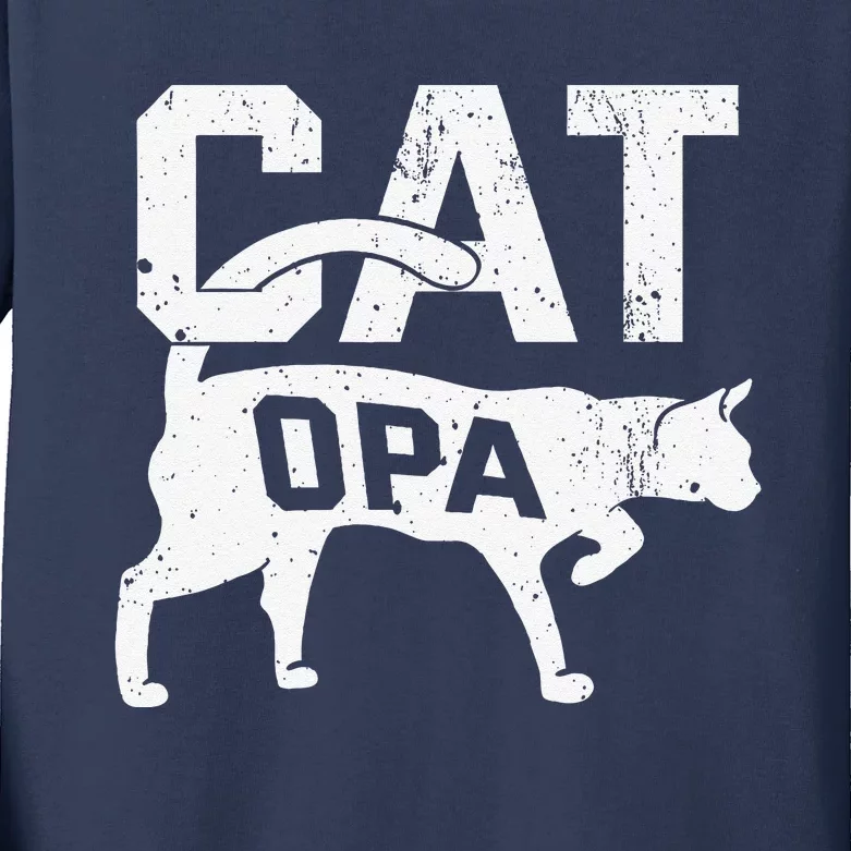 Cat Opa Kitten Pet Owner Meow Fathers Day Kids Long Sleeve Shirt