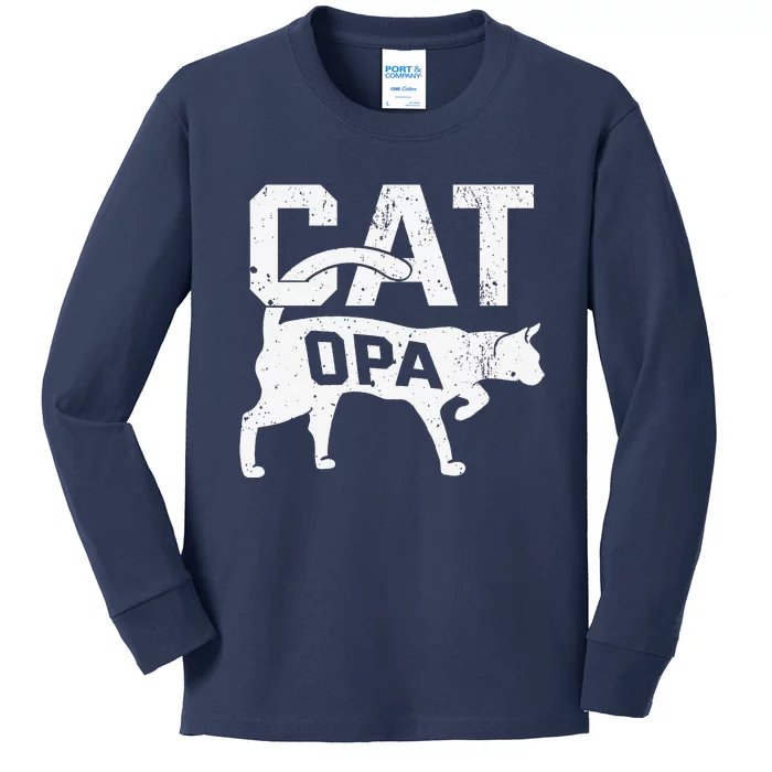 Cat Opa Kitten Pet Owner Meow Fathers Day Kids Long Sleeve Shirt