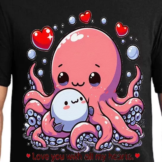 Cute Octopus Love You With All My Hearts Pajama Set