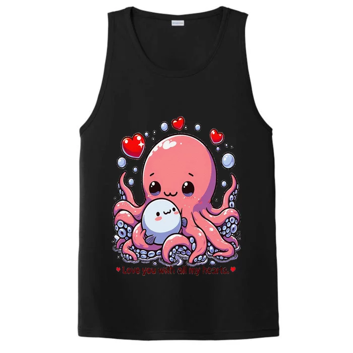 Cute Octopus Love You With All My Hearts Performance Tank