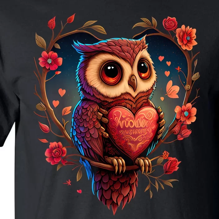 Cute Owl Lover Valentines Day Cute Owl Art Animal Graphic Tall T-Shirt