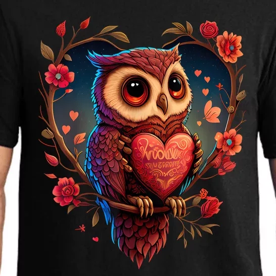 Cute Owl Lover Valentines Day Cute Owl Art Animal Graphic Pajama Set