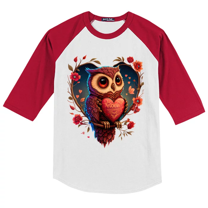 Cute Owl Lover Valentines Day Cute Owl Art Animal Graphic Kids Colorblock Raglan Jersey