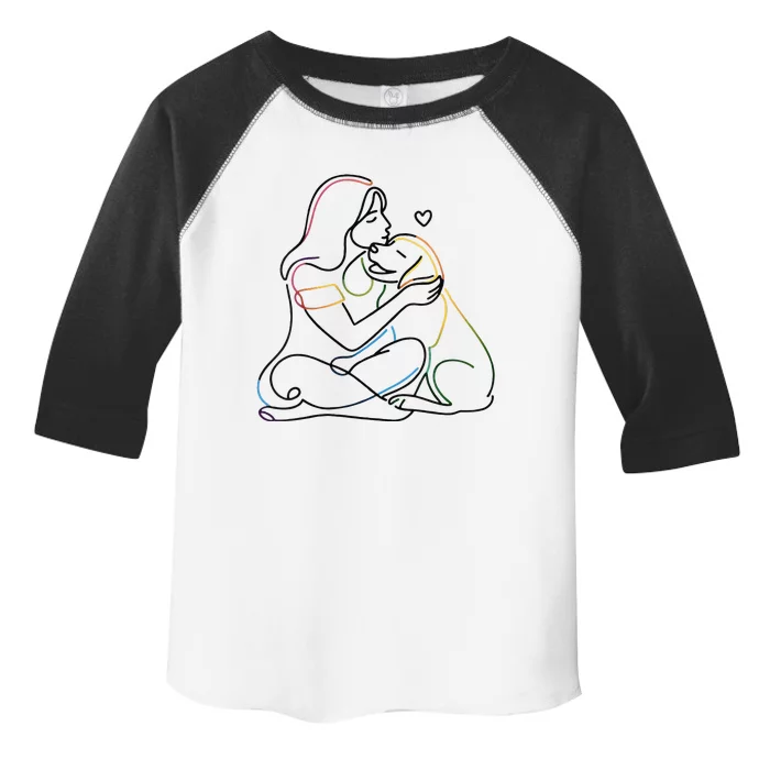 Colorful One Line Doodle Labrador Pet Parent Dog Mom Gift Toddler Fine Jersey T-Shirt