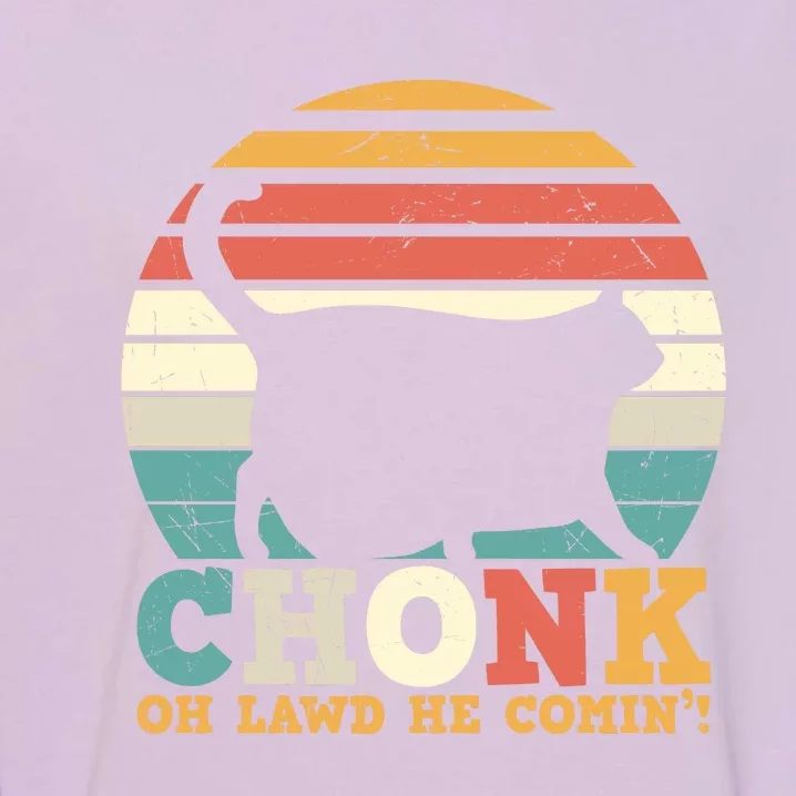 Chonk Oh Lawd He Comin' Cat Scale Meme Funny Cat Lover Cat Day Garment-Dyed Sweatshirt