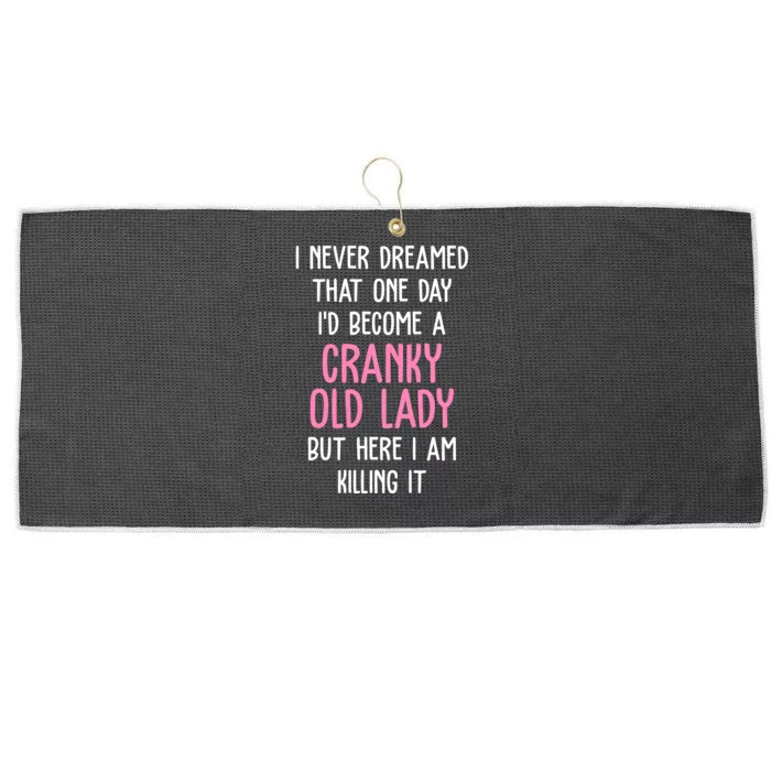 Cranky Old Lady Funny Large Microfiber Waffle Golf Towel