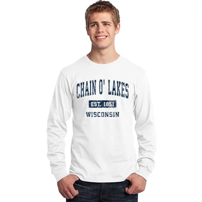 Chain O Lakes Wisconsin WI Vintage Athletic Sports Design Tall Long Sleeve T-Shirt