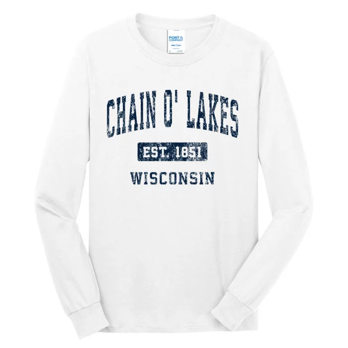 Chain O Lakes Wisconsin WI Vintage Athletic Sports Design Tall Long Sleeve T-Shirt