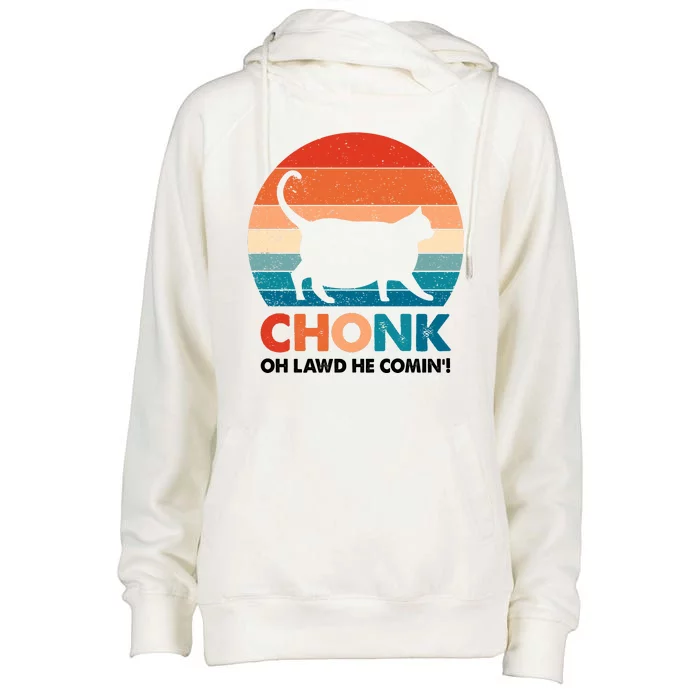 Chonk Oh Lawd He Comin Funny Fat Cat Womens Funnel Neck Pullover Hood