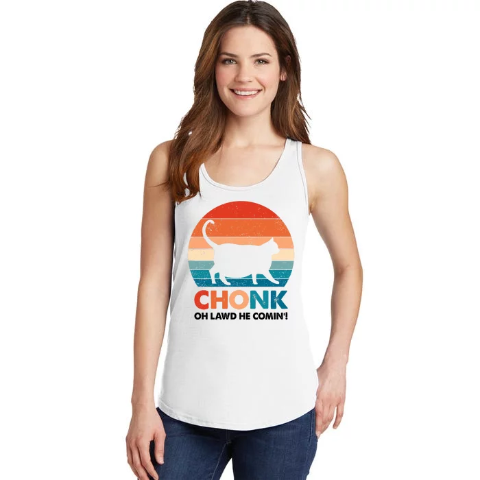 Chonk Oh Lawd He Comin Funny Fat Cat Ladies Essential Tank