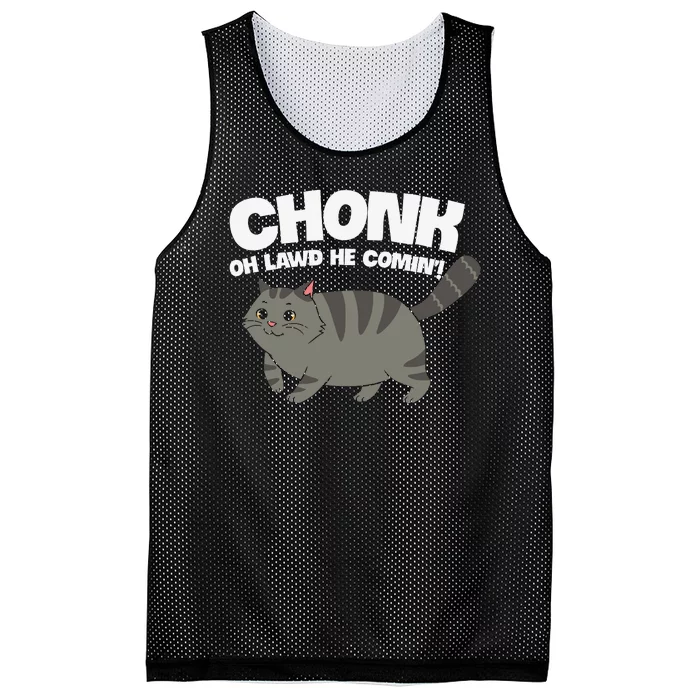 Chonk Oh Lawd He Comin' Funny Cats Mesh Reversible Basketball Jersey Tank