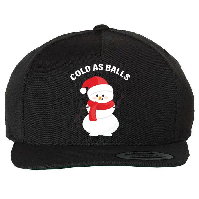 Cold As Balls Winter Snowman Wool Snapback Cap