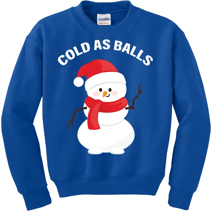 Cold As Balls Winter Snowman Kids Sweatshirt