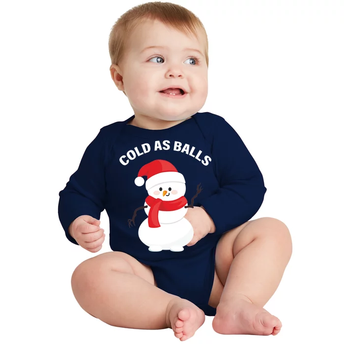 Cold As Balls Winter Snowman Baby Long Sleeve Bodysuit