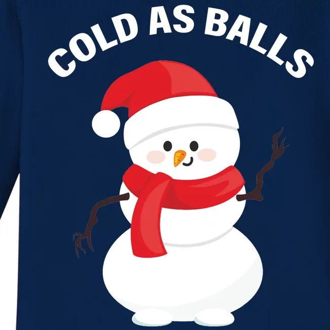 Cold As Balls Winter Snowman Baby Long Sleeve Bodysuit